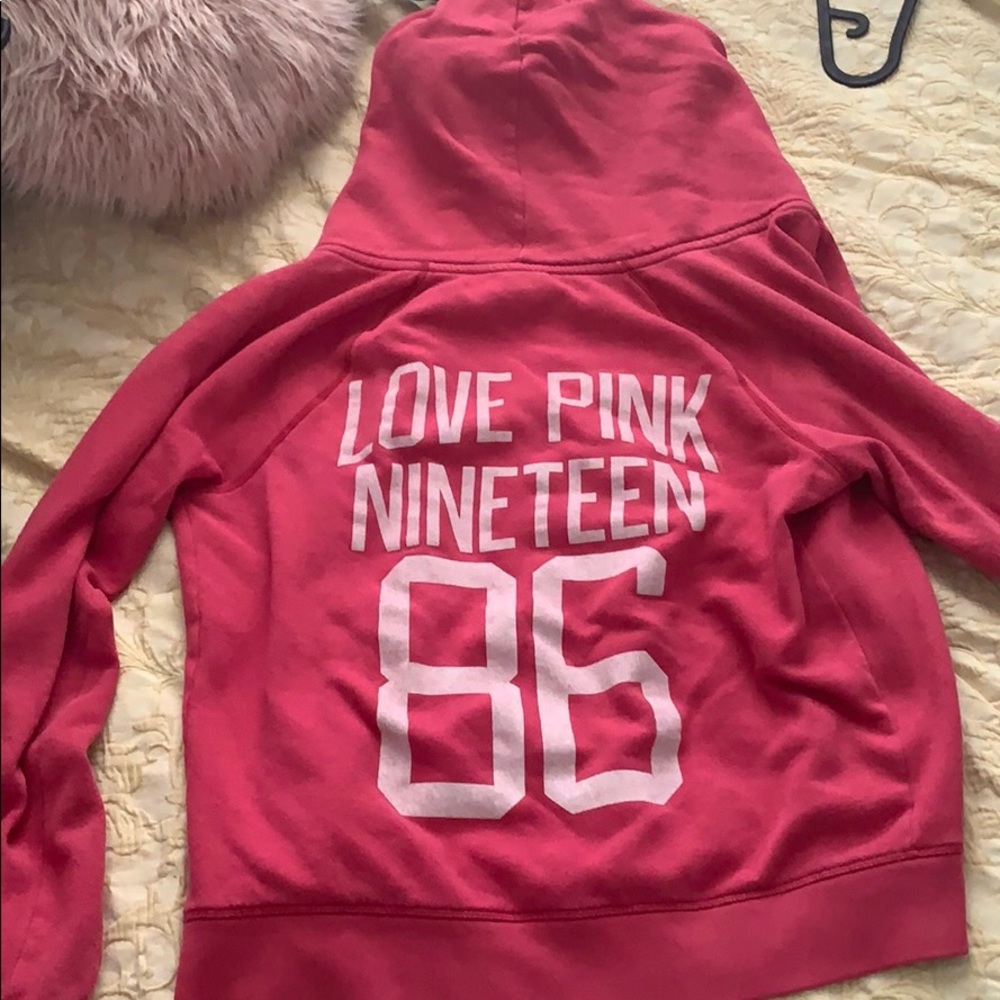 Pink Victoria Secret sports zip-up